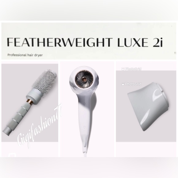 T3 White Gold Color Featherweight Luxe 2i Professional Hair Dryer With Brush. - Picture 1 of 9